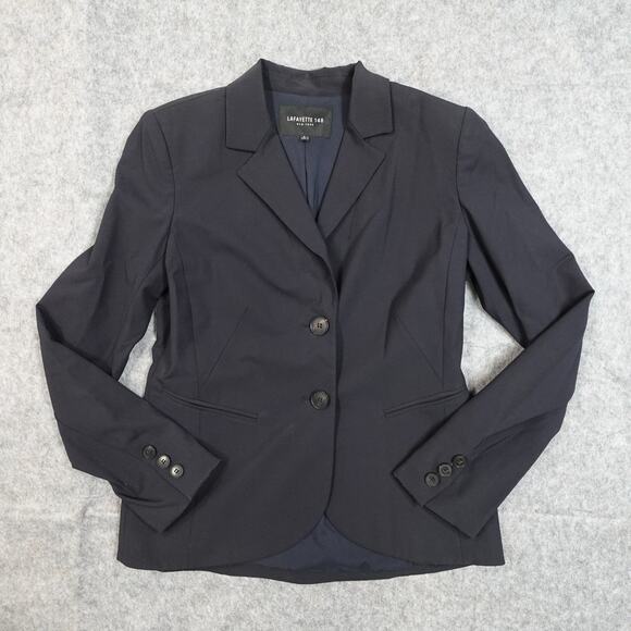 Lafayette 148 New York Jackets & Blazers - Lafayette 148 Blazer Womens 4 Wool 2 Button Jacket Navy Office Career Academia